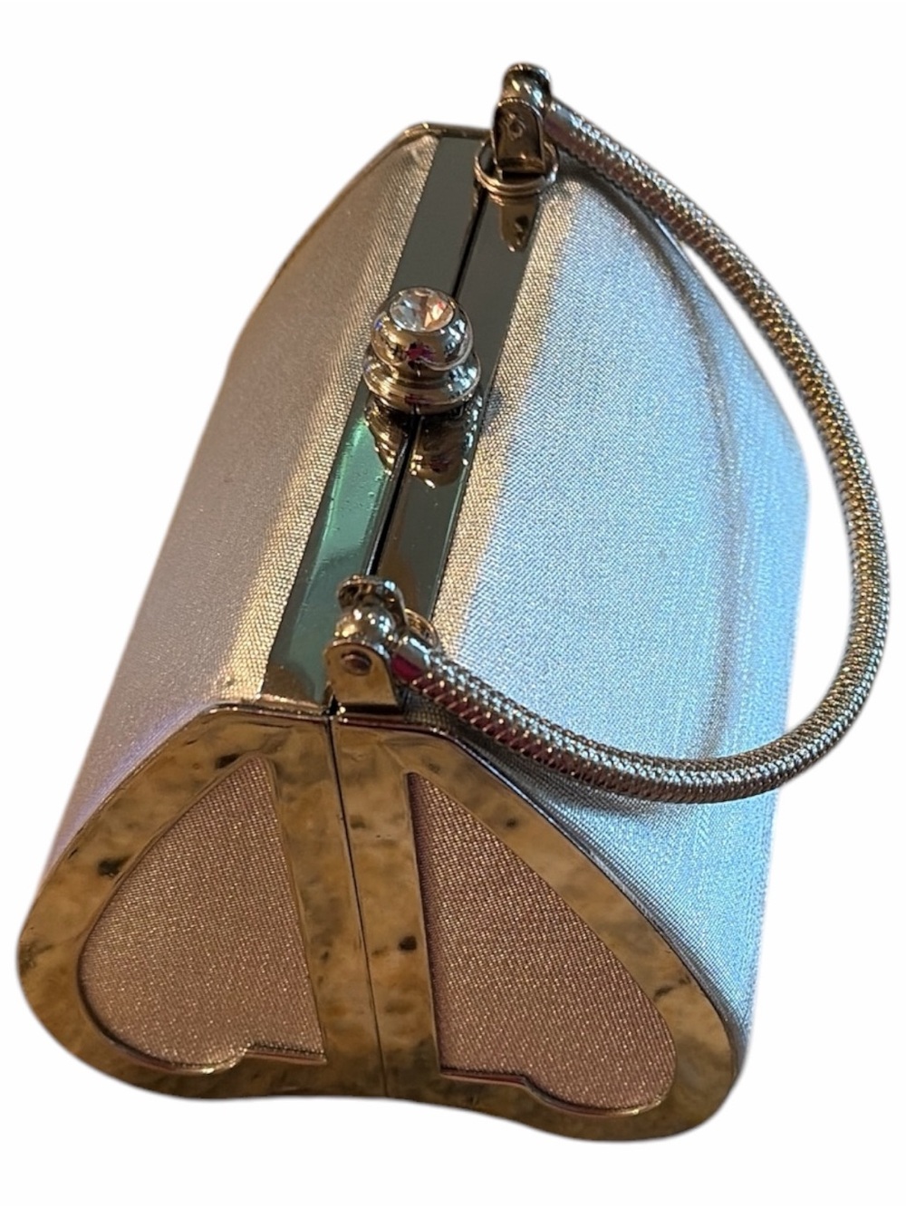 Elegant Silver Evening Clutch Bag with Wrist Strap